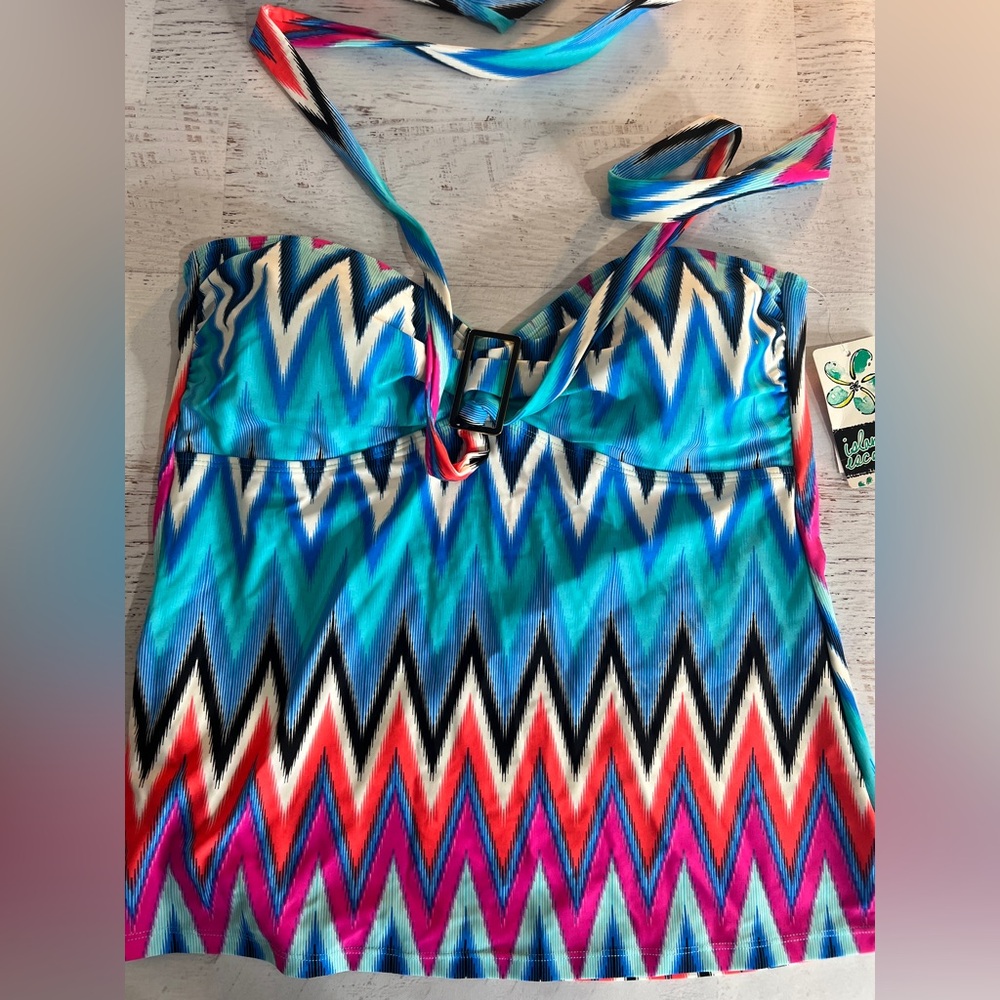 Women’s Island Escape Multicolor Zigzag One Piece, size 16